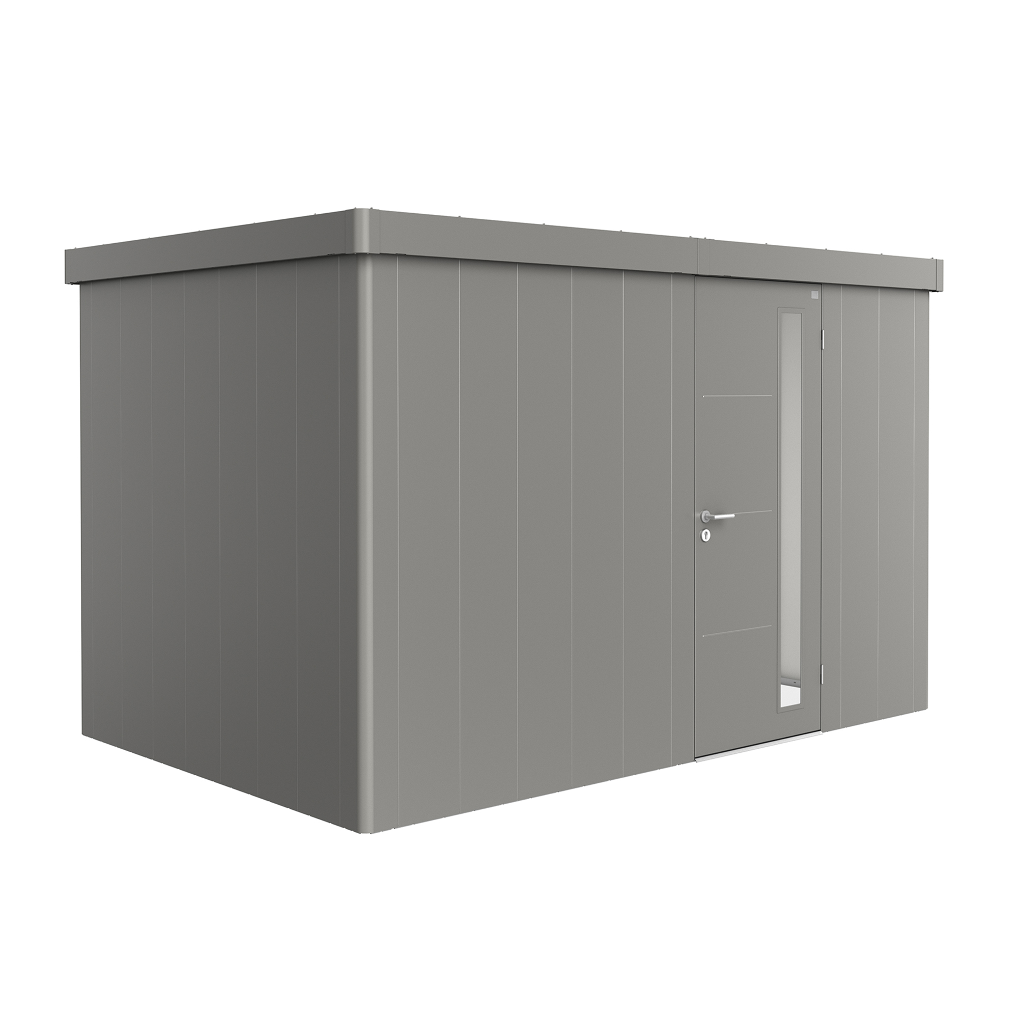 Trägård skjul Neo 2D med Standarddörr, metallic kvarts-grå Kvartsgrå