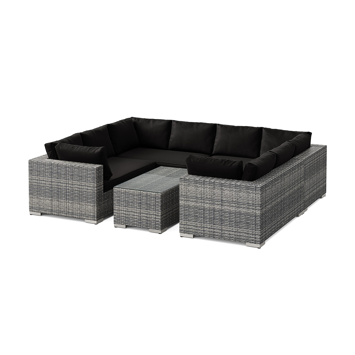 Loungegrupp Comfort Garden Bahamas U-formad utomhus loungegrupp med stängt avslut, 8-sits med bord