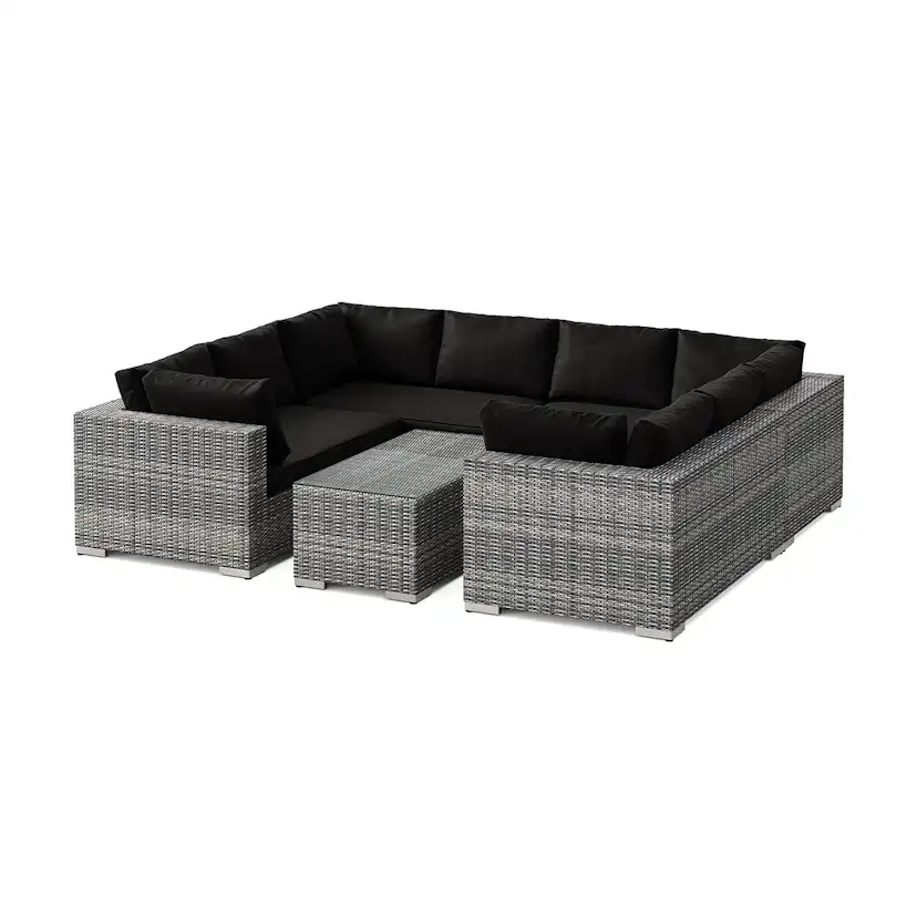 Loungegrupp Comfort Garden Bahamas U-formad utomhus loungegrupp med stängt avslut, 8-sits med bord