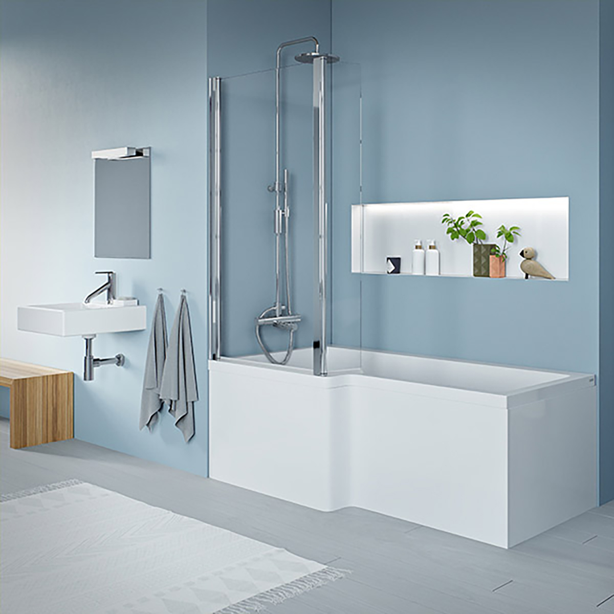 Quantum Showerbath Carr 1700x700/850mm Carronite®, Vänster