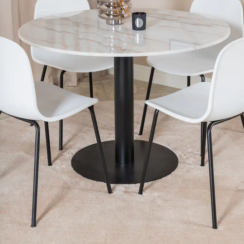 Estelle Round Dining Table ø106+ Arctic Dining Chair Vit/Svart/Vit
