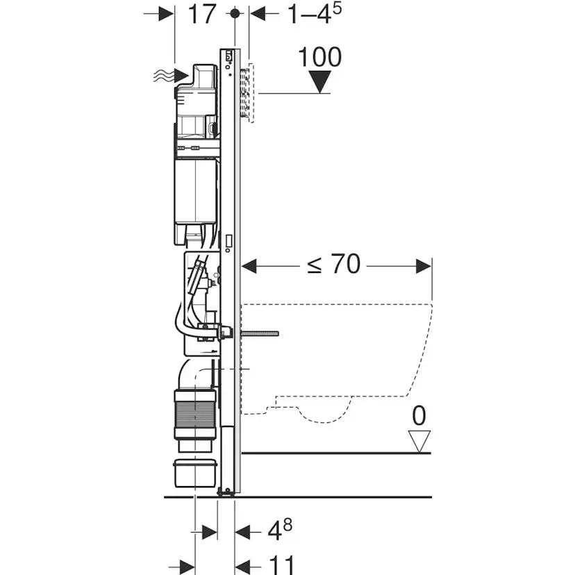 WC-Fixtur Geberit Duofix Sigma 112 cm Tillgänglighetsanpassat