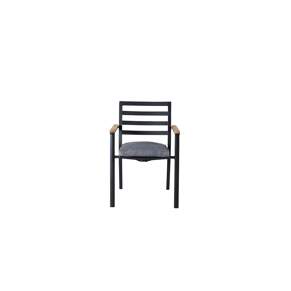 Brasilia Karmstol (stapelbar) - Svart Alu / Teak Svart