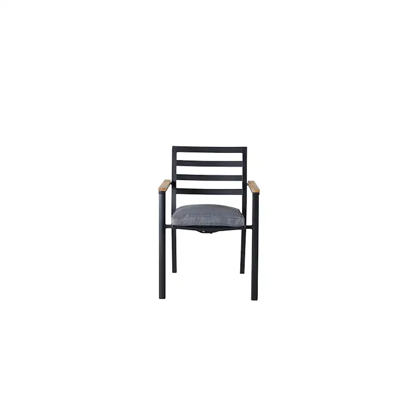 Brasilia Karmstol (stapelbar) - Svart Alu / Teak Svart