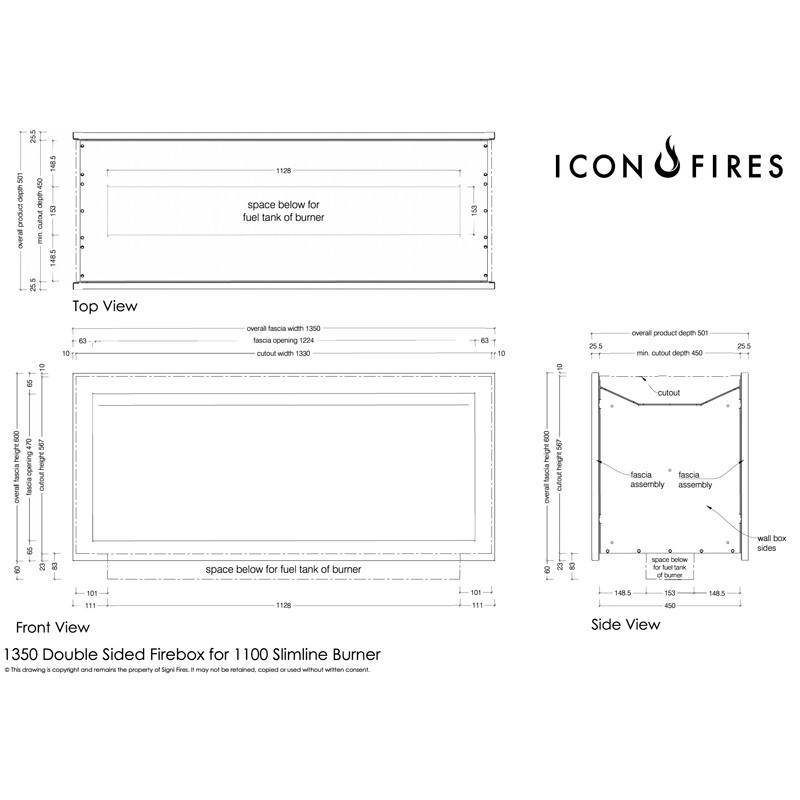 Etanolkamin Icon Fires Slimline Firebox FBDS