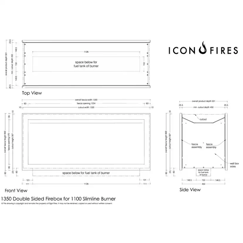 Etanolkamin Icon Fires Slimline Firebox FBDS