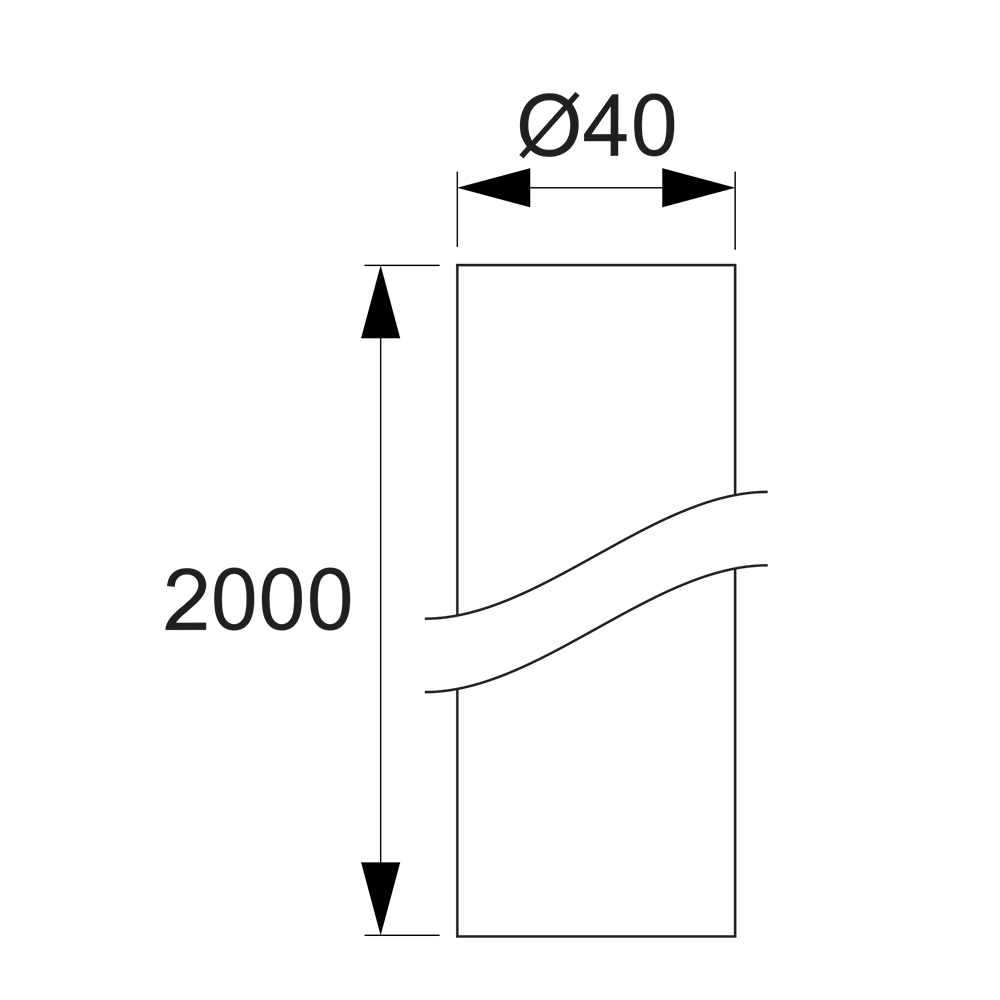 PP-rör rakt Ø40x2000 Ø40x2000 mm