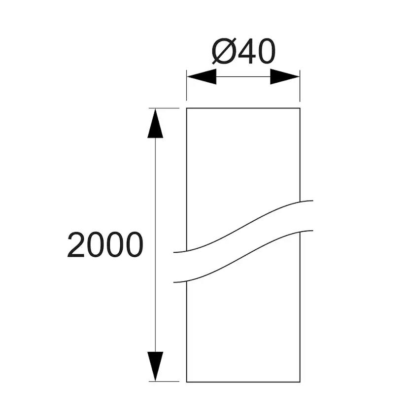 PP-rör rakt Ø40x2000 Ø40x2000 mm