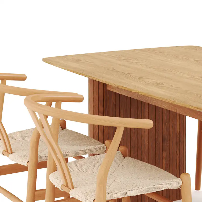 Matgrupp Bark Nixrai Rektangulärt Matbord 140 cm med 4Datoori Matstol