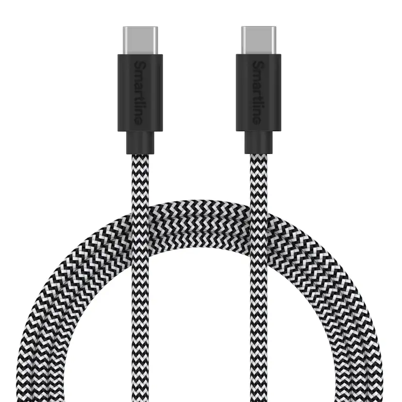 USB-C/USB-C 2.0 cable 1m Svart/Vit, Kabellängd: 1 m