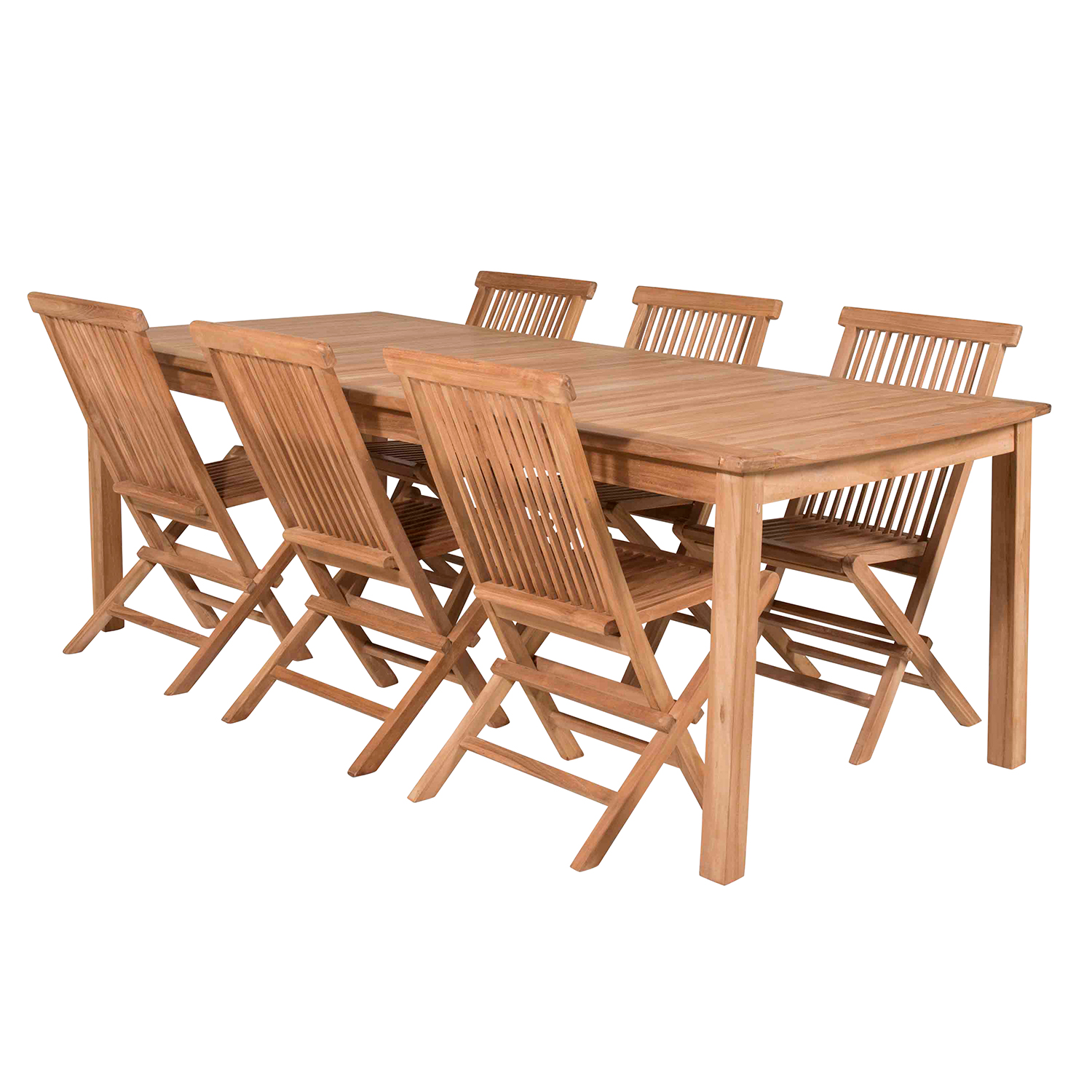 Matgrupp Venture Home Kenya 220x100 Teak med 6 Fällbara Stolar