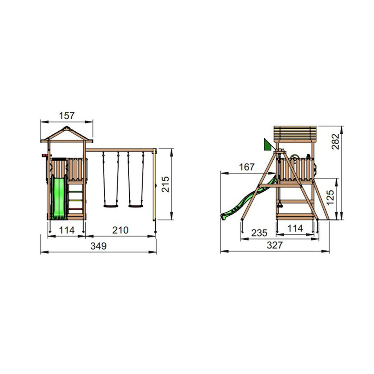 Lektorn Jungle Gym House inkl. Swing Modul X'tra och rutschkana