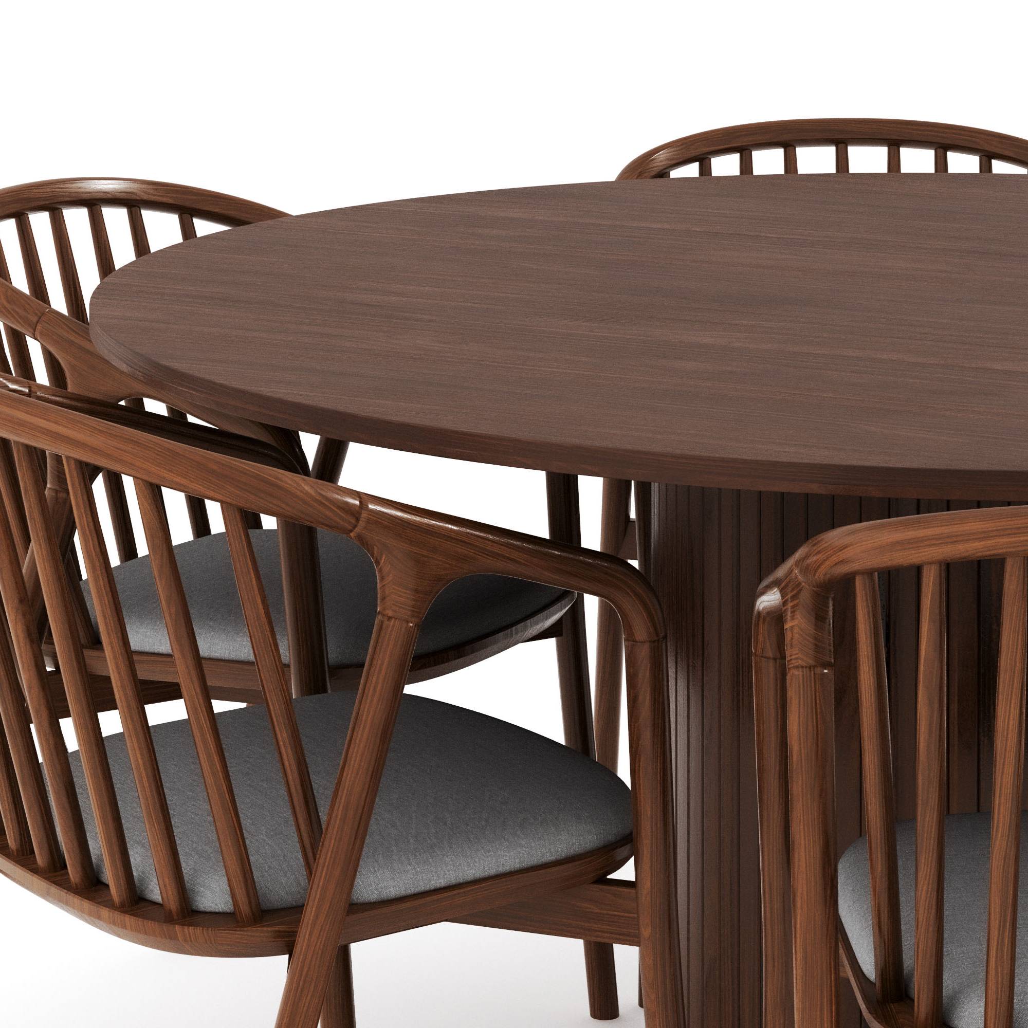 Matgrupp Bark Kopparbo Runt Matbord 150 cm med 6 Noira Matstol