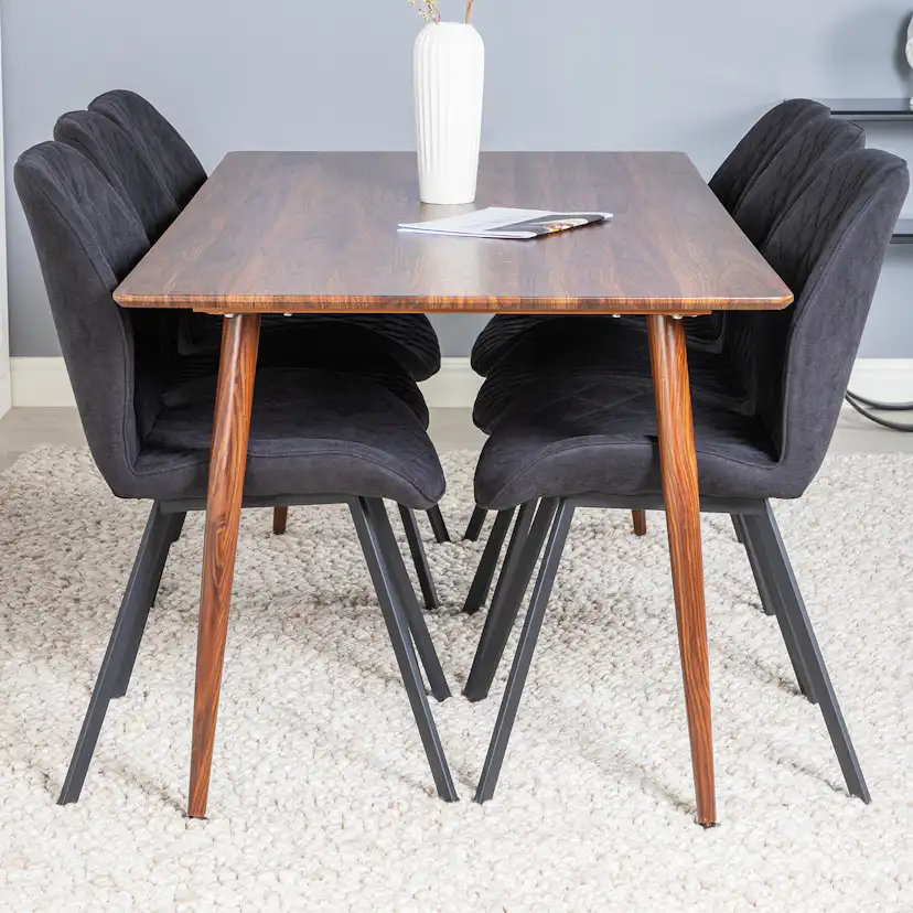 Polar Dining Table 180 cm+Gemma Dining Chair Valnöt/Svart