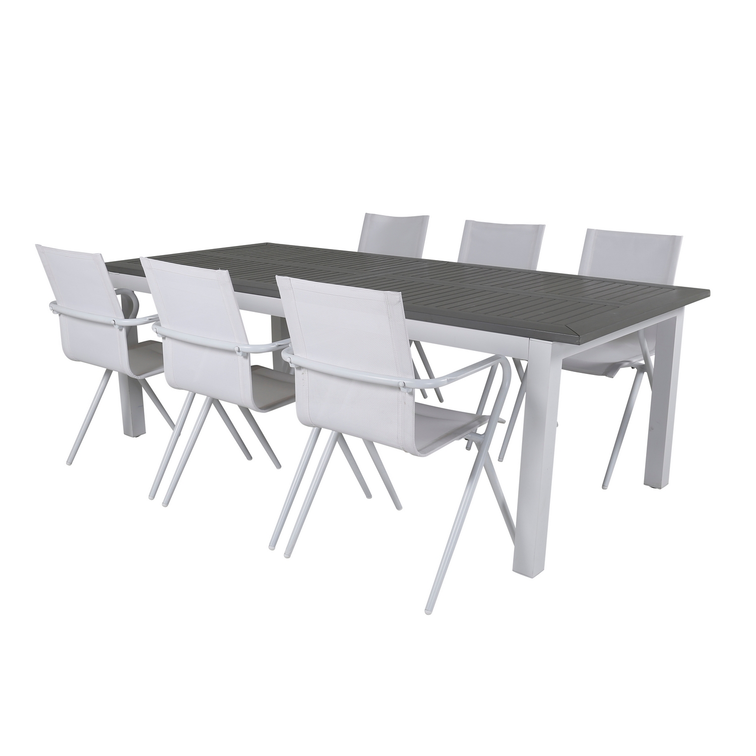 Matgrupp Venture Home Aleyna 224 Vit med 6 Aspen Matstolar