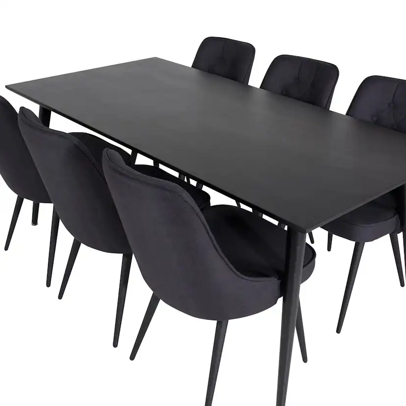 DippTable-Black Venee/Velvet Chair-Black _6 Svart/Svart