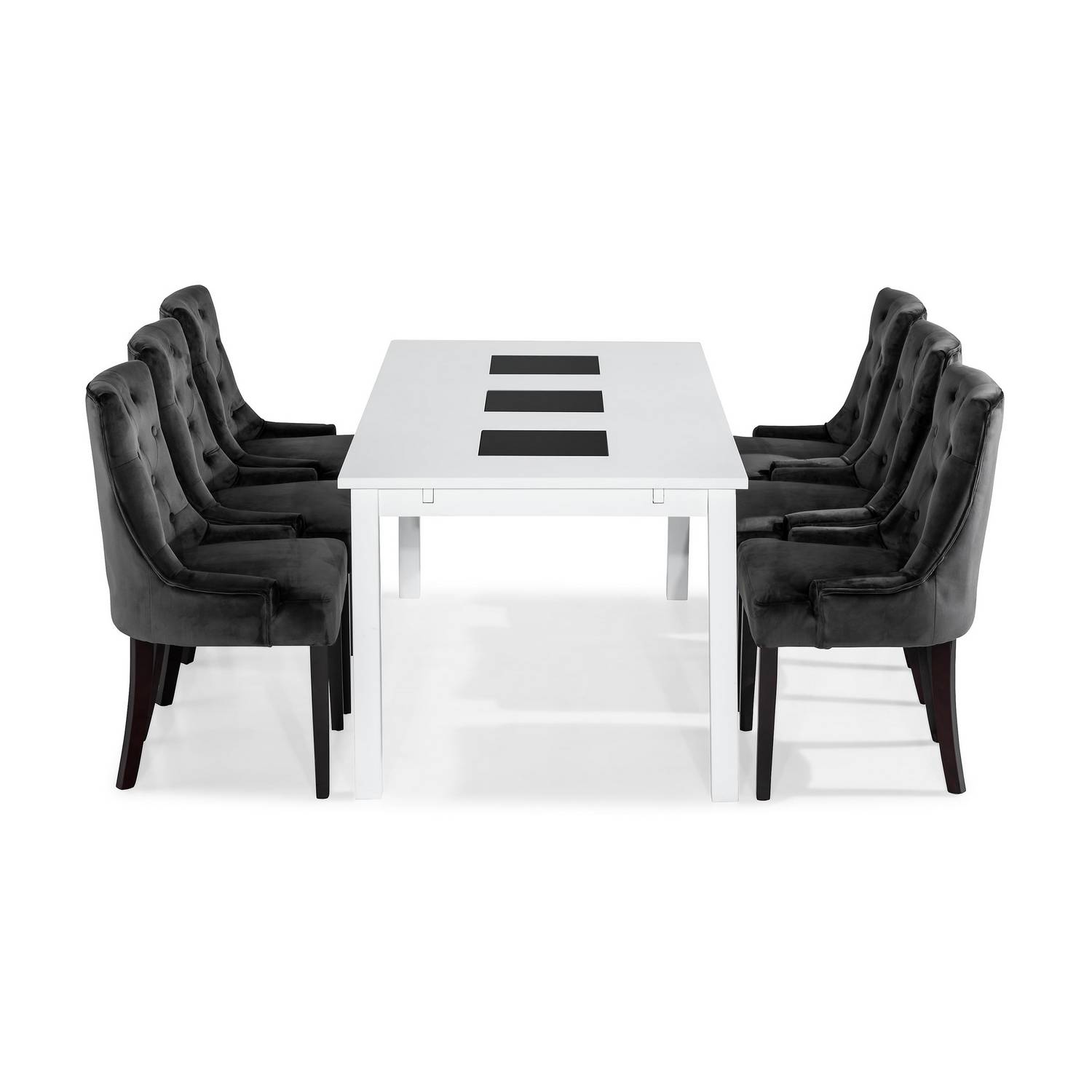 Matgrupp Basic Home Jasmin Rektangulärt Matbord 180-270 cm Förlängningsbart med 6 Viktoria Matstol