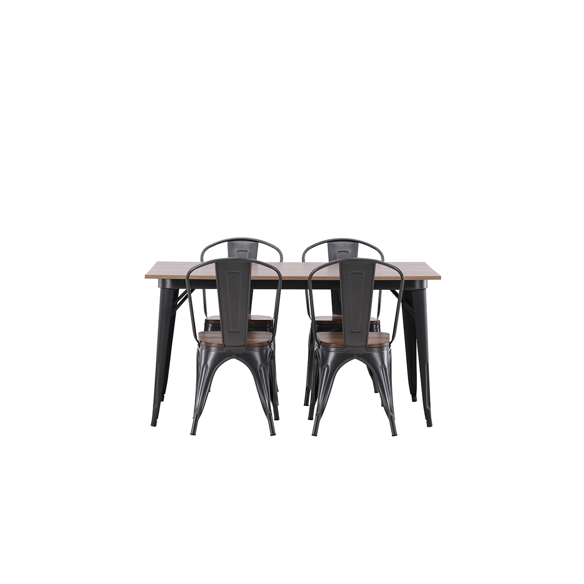 Tempe Dining Table - Black / Walnut MDF +Tempe Dining Chair Mörkgrå/Ek