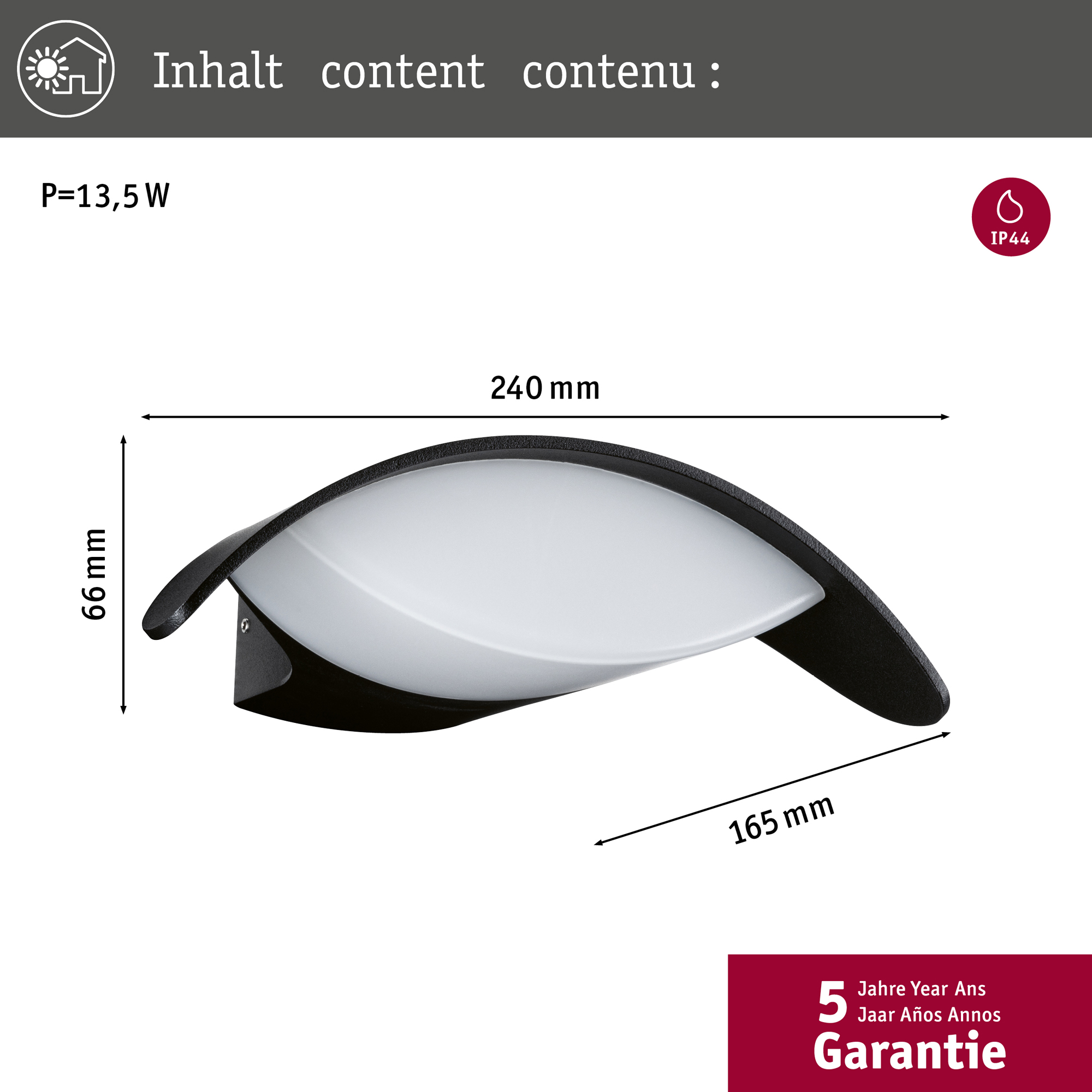 Fasadbelysning LED Paulmann Mesana IP44 230V
