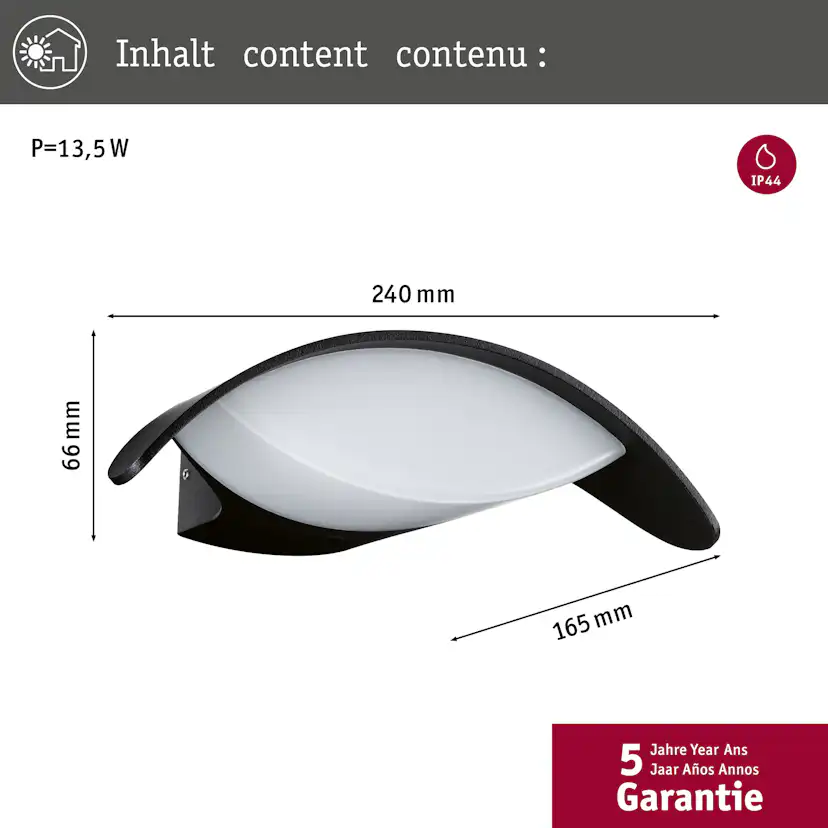 Fasadbelysning LED Paulmann Mesana IP44 230V