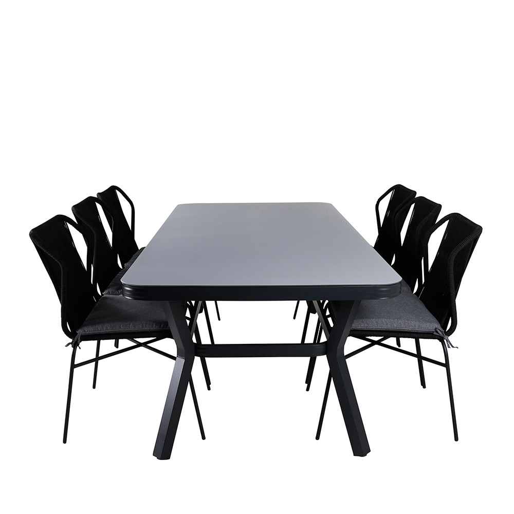 Matgrupp Venture Home Vyn med 6 Julle Stapelbara Matstolar