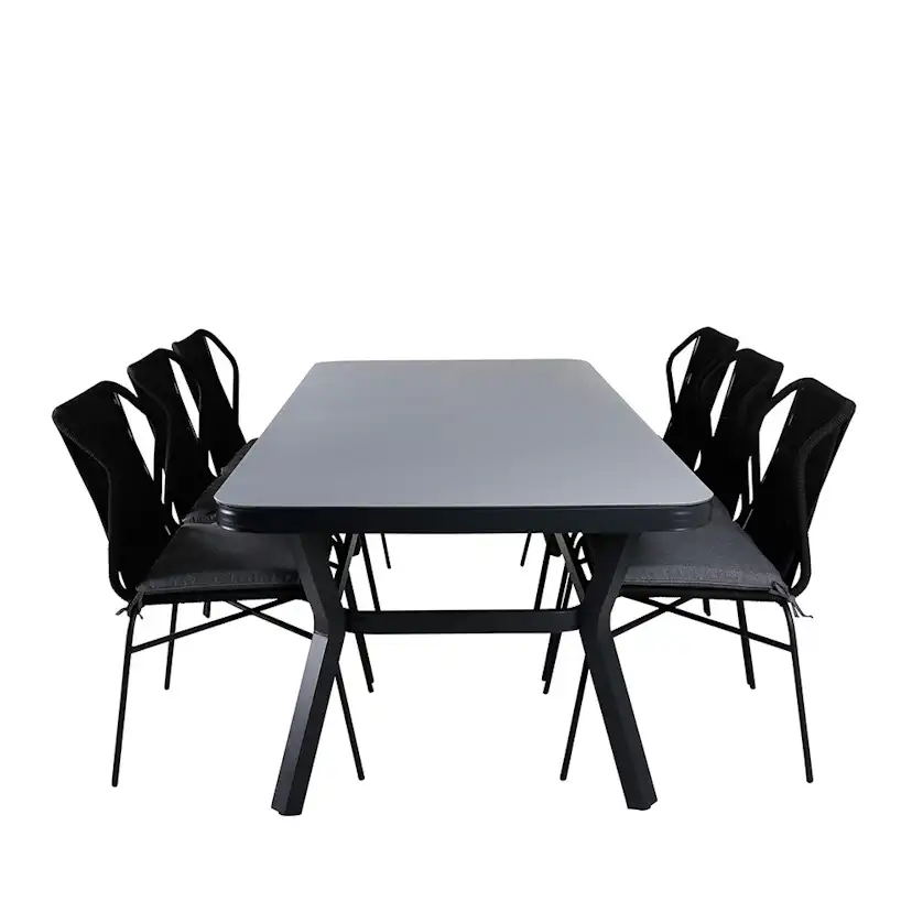Matgrupp Venture Home Vyn med 6 Julle Stapelbara Matstolar