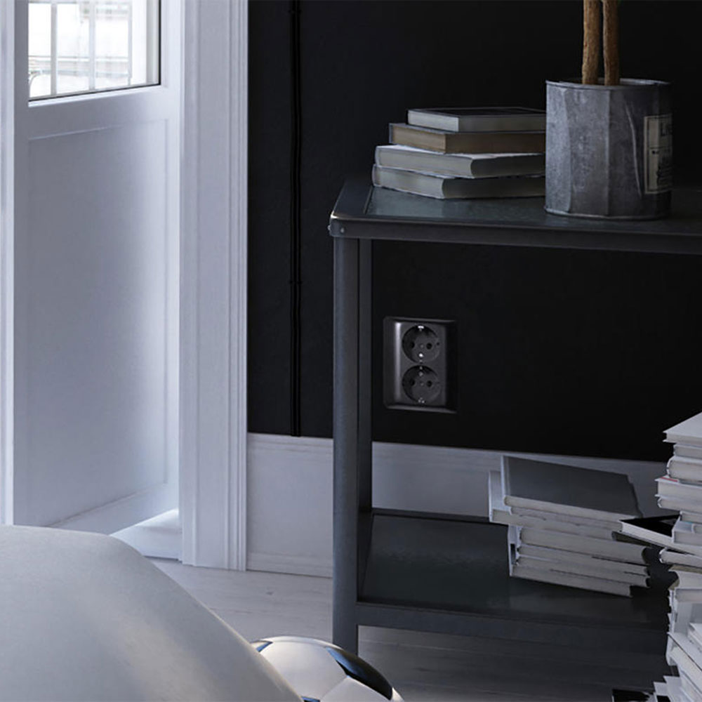 Vägguttag Elko 2-Vägs Infällt RS Svart