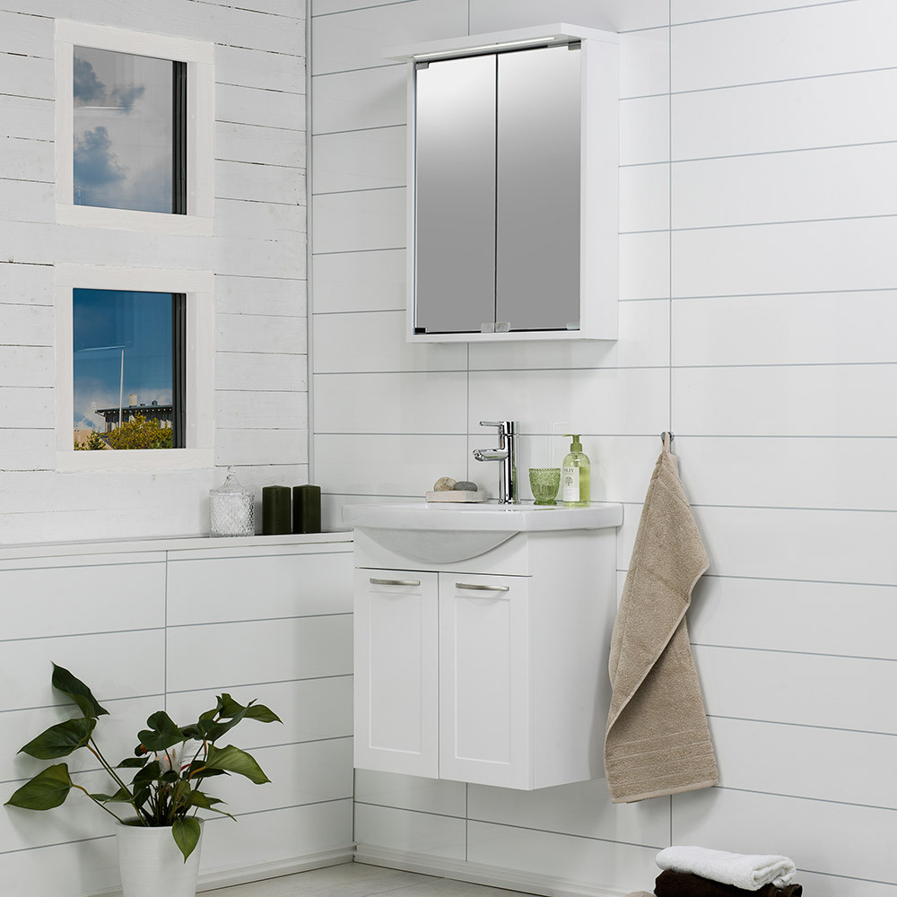 Möbelpaket Noro Fix Matt Vit Ramlucka Spegelskåp