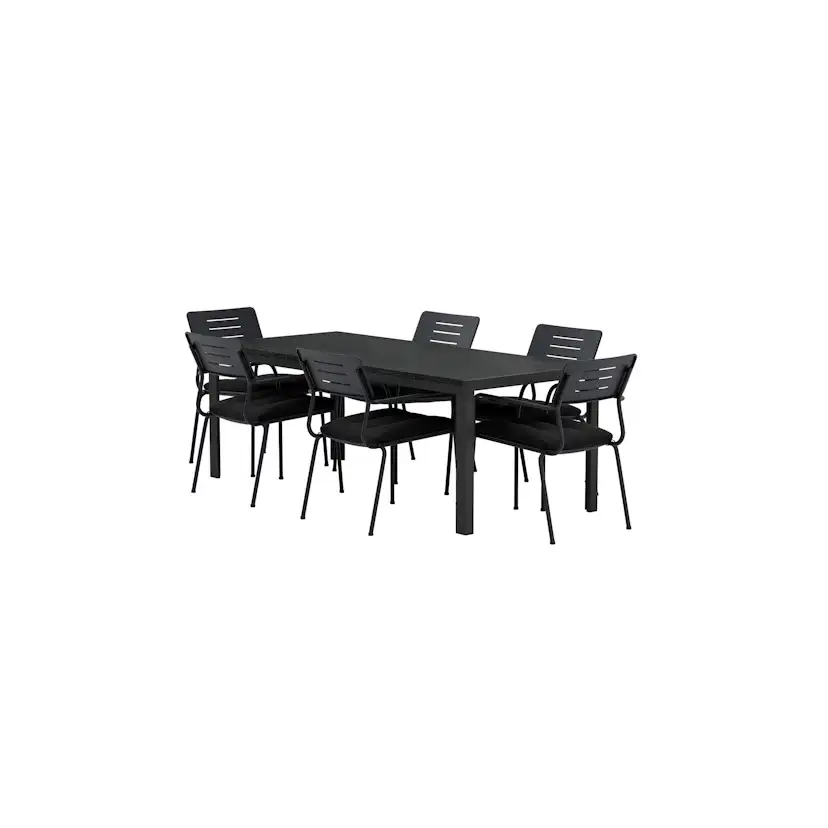 Mirko Table - Black with 6 Nicke Chair - Black Färg: Svart