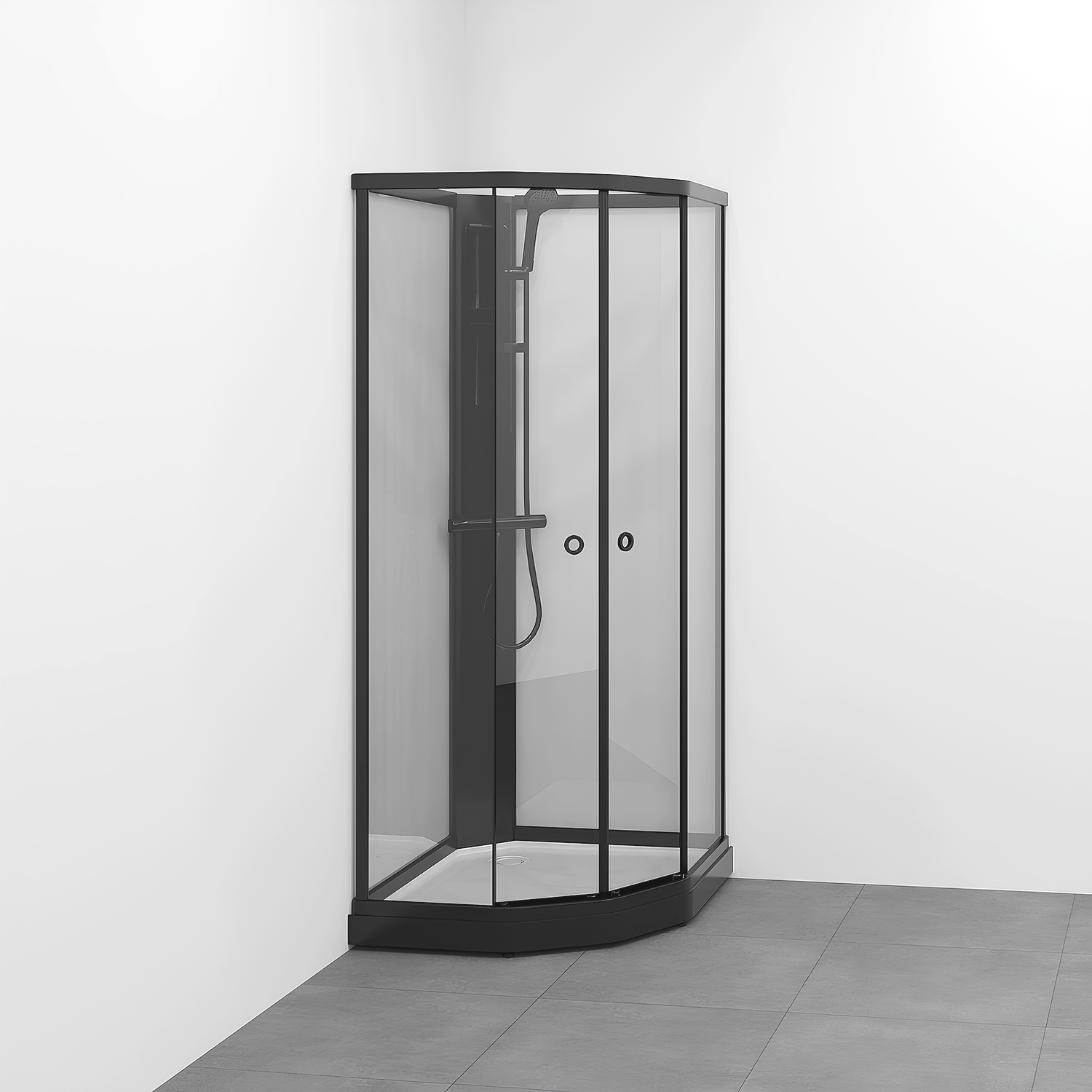 Flow kabin Semi Inklut Bland 91x71 Svart Klar 910x710 mm, Svart Profil, Klarglas