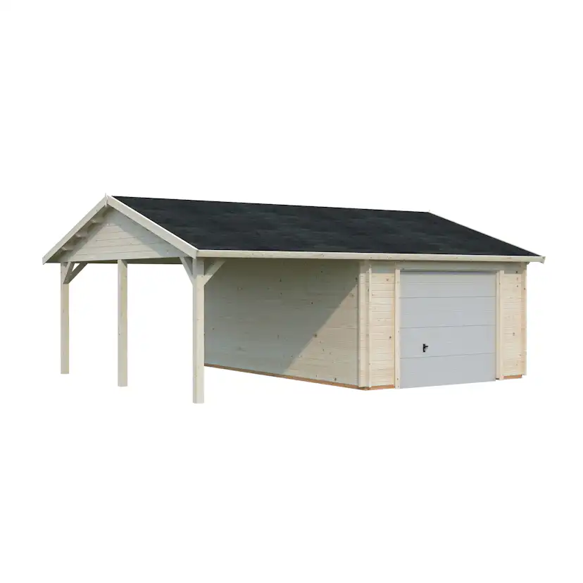 Roger 19,0+16,2 m2 with sectional door GYDIP Impregnerad grå