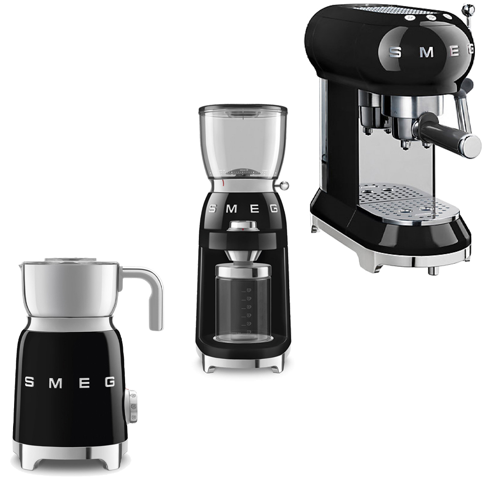 Kaffepaket Smeg Espressobryggare, Kaffekvarn & Mjölkskummare