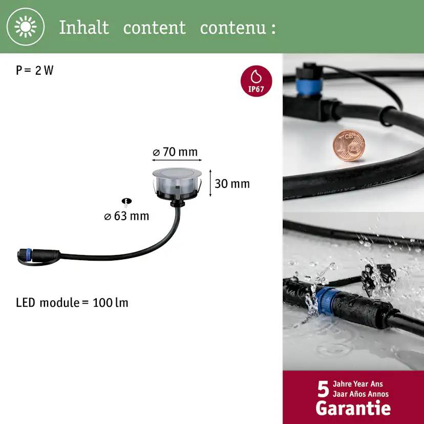 LED Infälld Markbelysning Paulmann Plug & Shine Floor Eco Spot IP67 24V