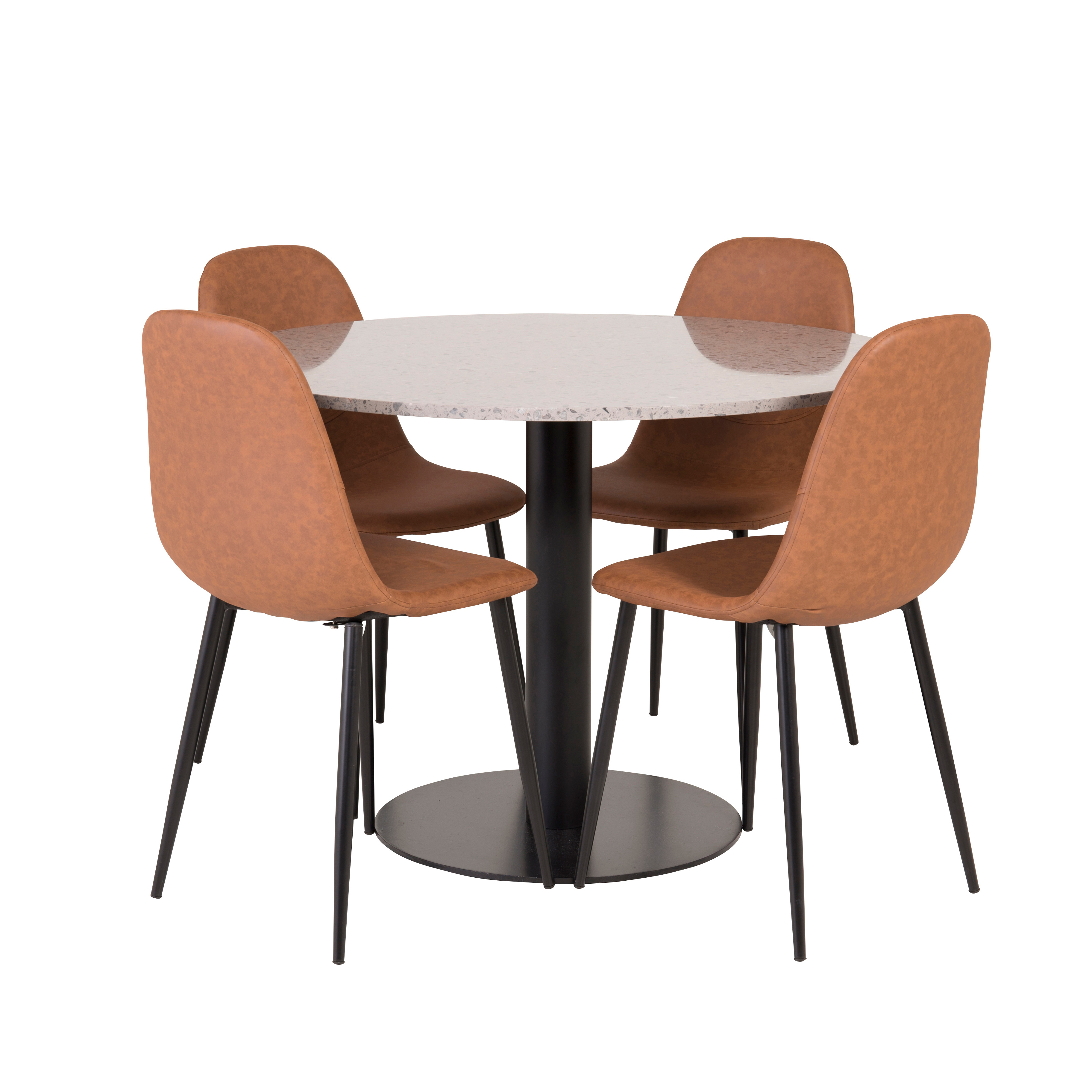 Matgrupp Venture Home Roxanna Grå Bord med 4 Pobbie Stolar Läder