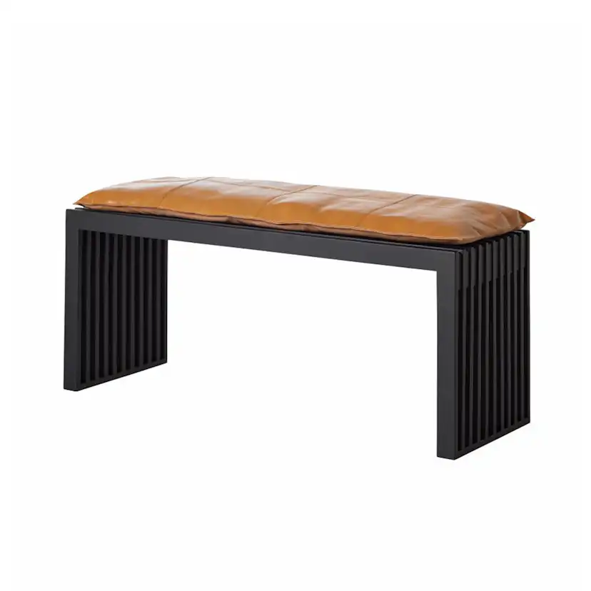 Bänk Cinas Rib Mahogny med Skinndyna