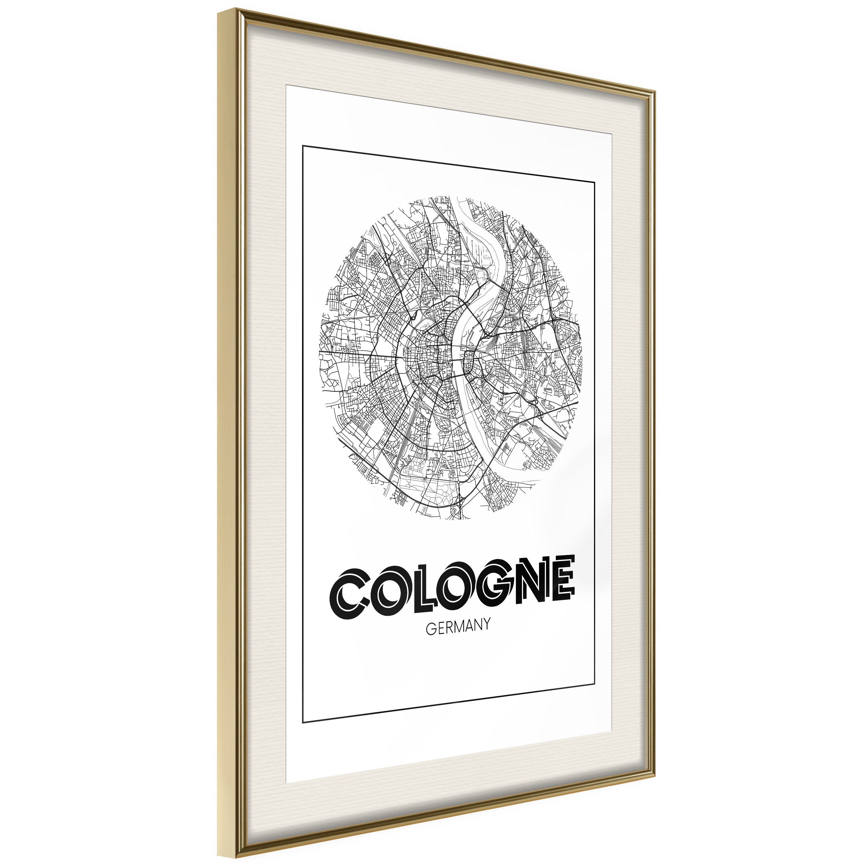 Affisch - Retro Cologne [Poster] 20x30 Guld ram med passepartout, 20x30 cm