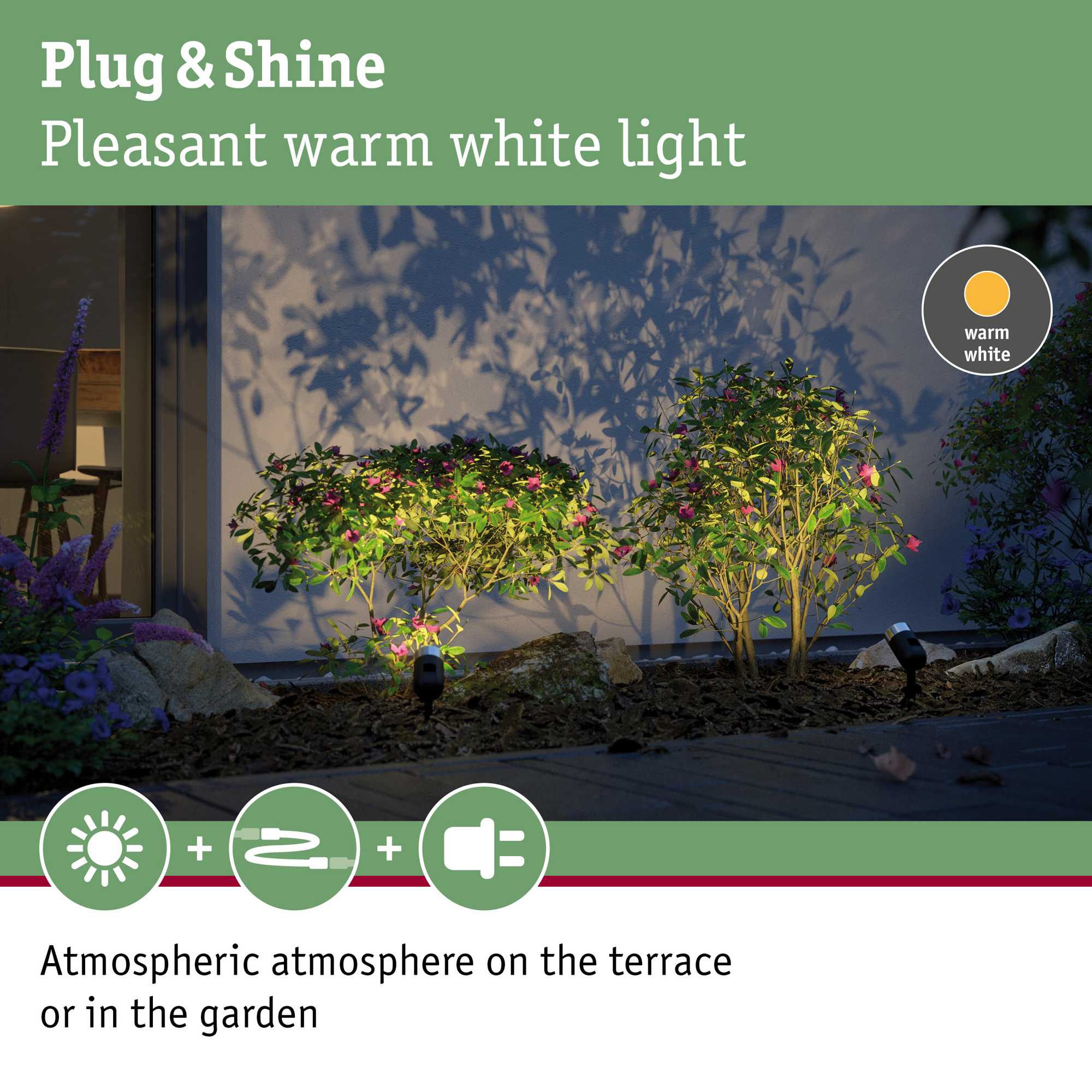 Spotlight Paulmann Pike Plug & Shine LED Pike IP65 24V 3-pack med Transformator och Kabel