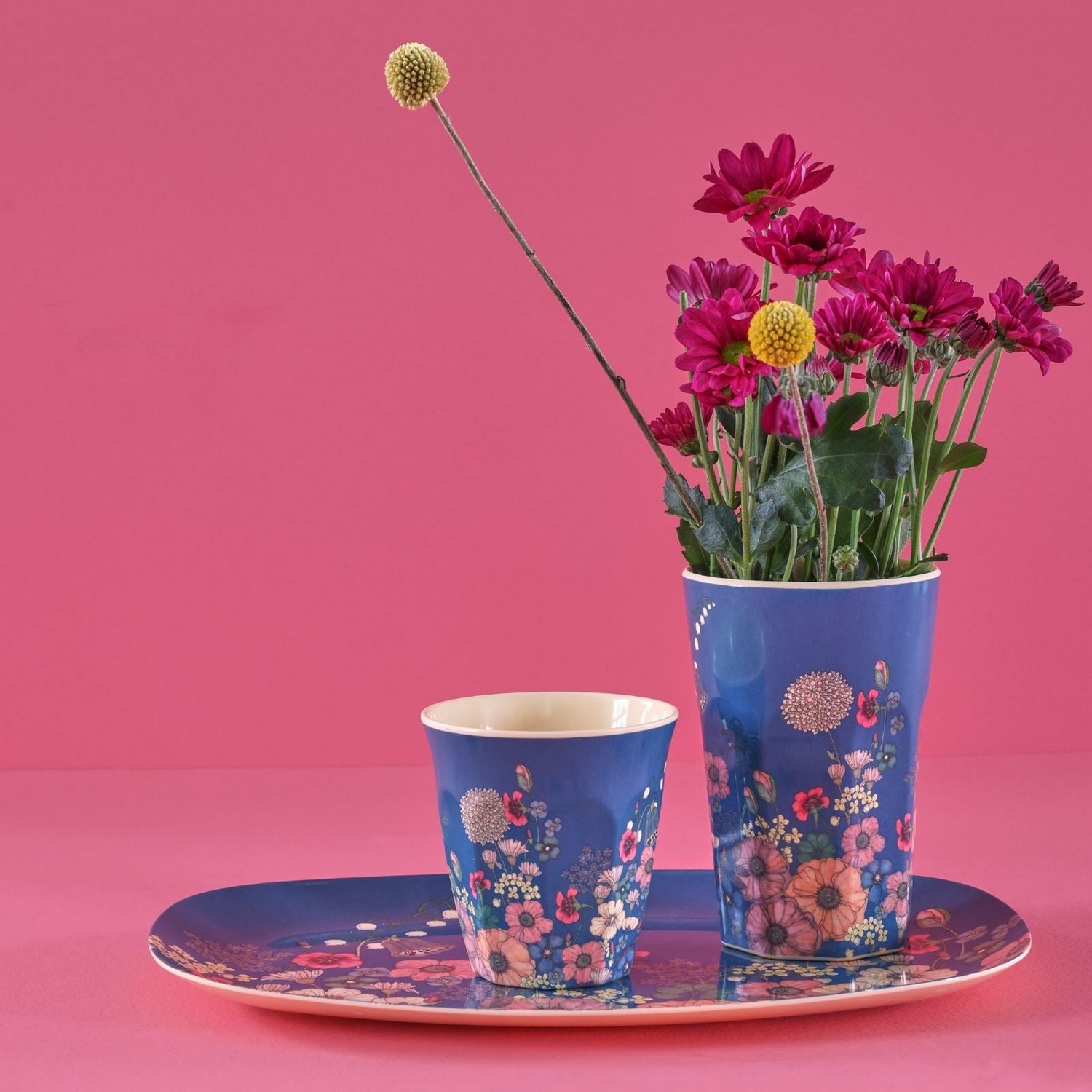 Melaminkopp Rice Medium Ängsblommor Blå/Multi