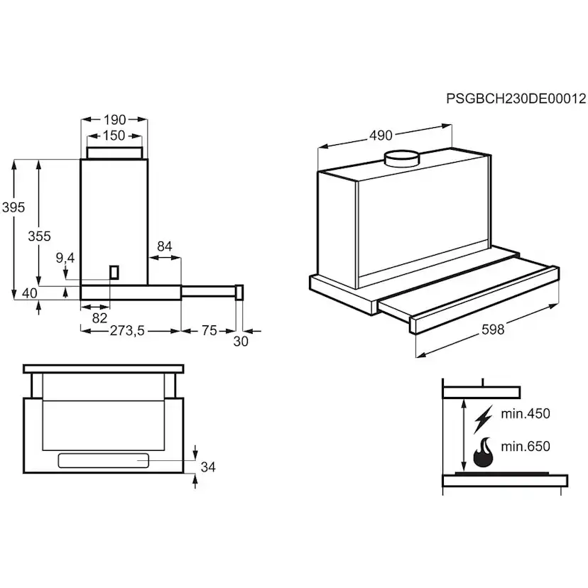Vägghängd köksfläkt Electrolux LFP816K