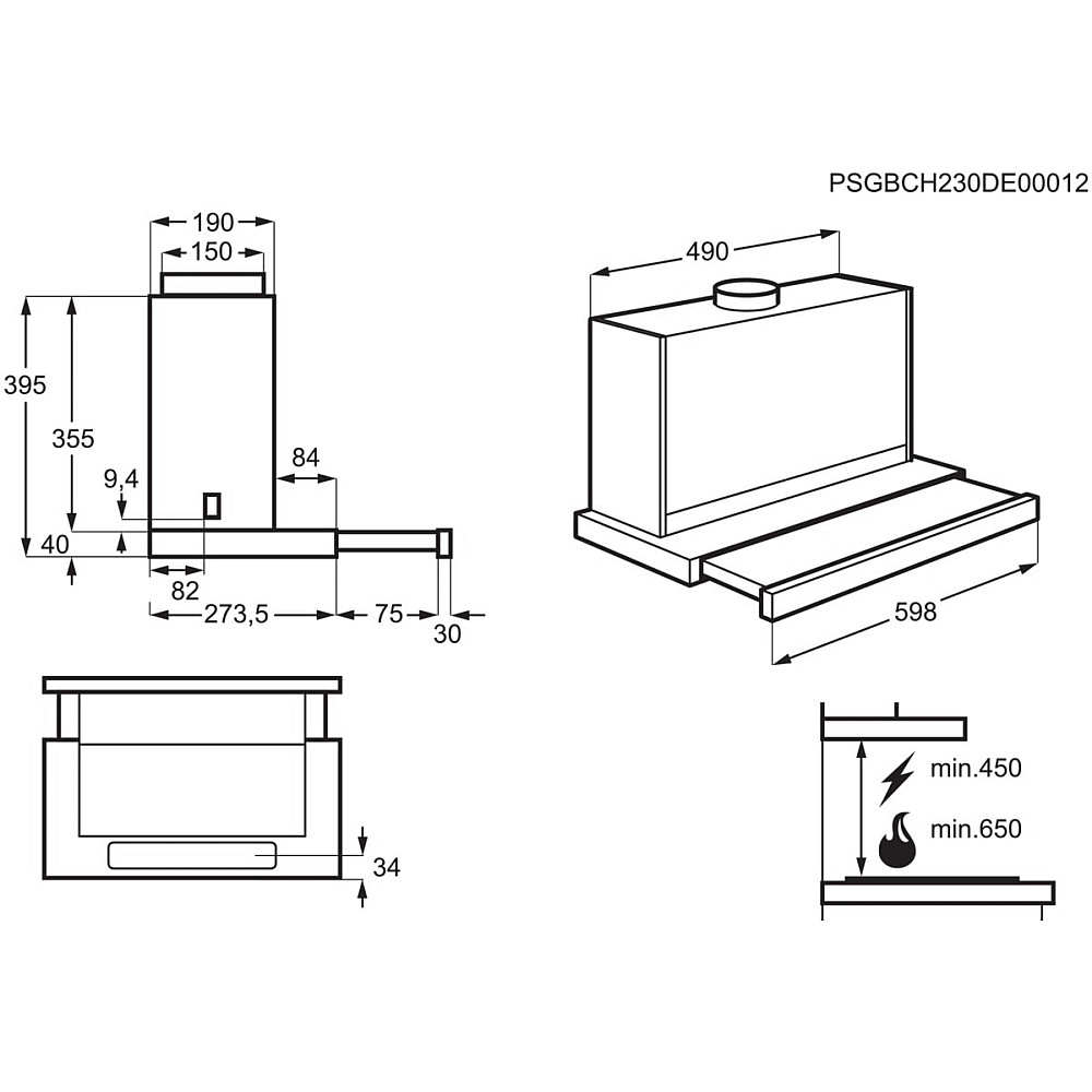 Vägghängd köksfläkt Electrolux LFP816K