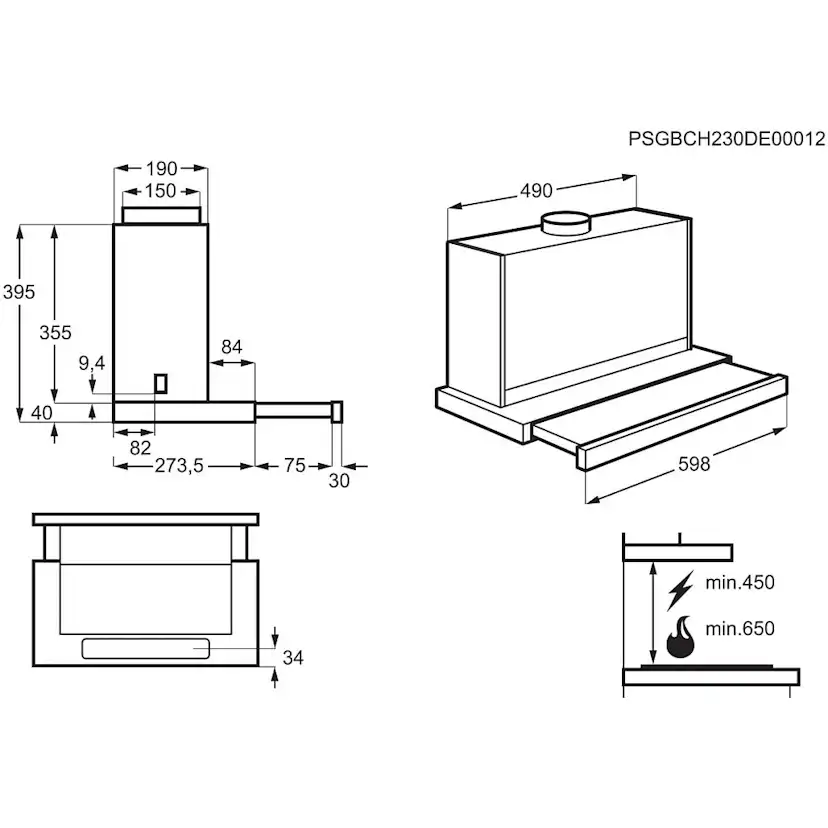 Vägghängd köksfläkt Electrolux LFP816K