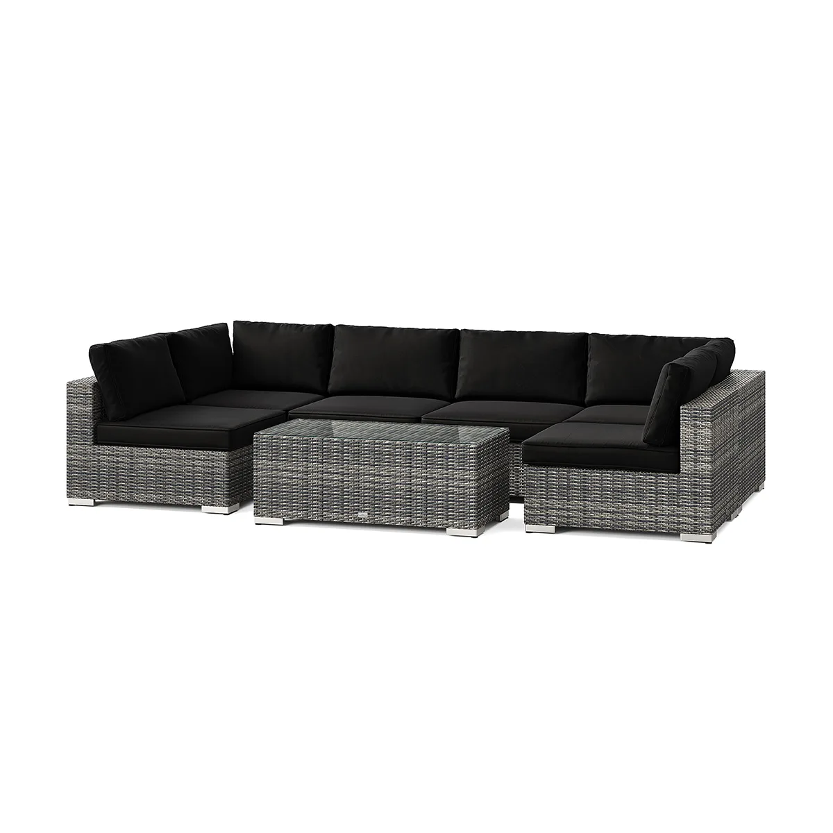 Loungegrupp Comfort Garden Bahamas U-formad utomhus loungegrupp med öppet avslut, 6-sits med bord