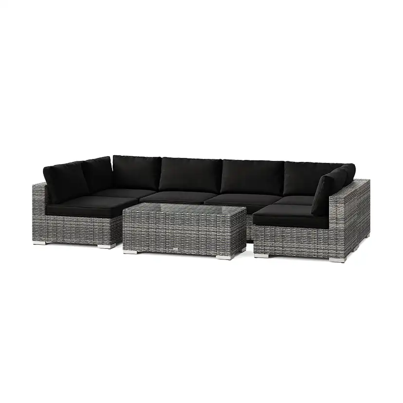 Loungegrupp Comfort Garden Bahamas U-formad utomhus loungegrupp med öppet avslut, 6-sits med bord