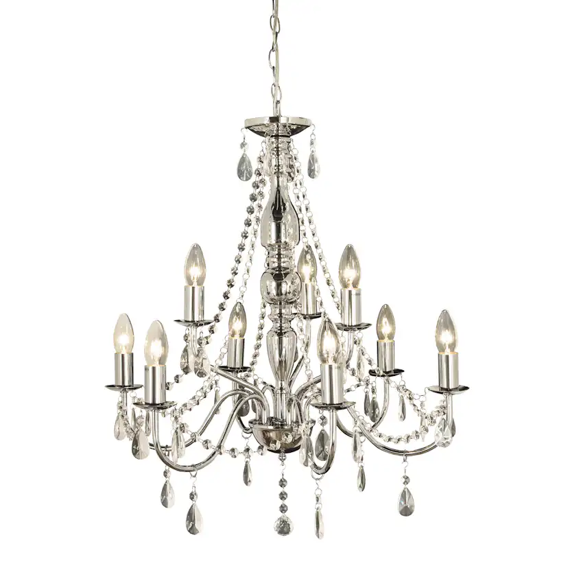 Taklampa Aneta Chateau 9L Krom Kristallkrona