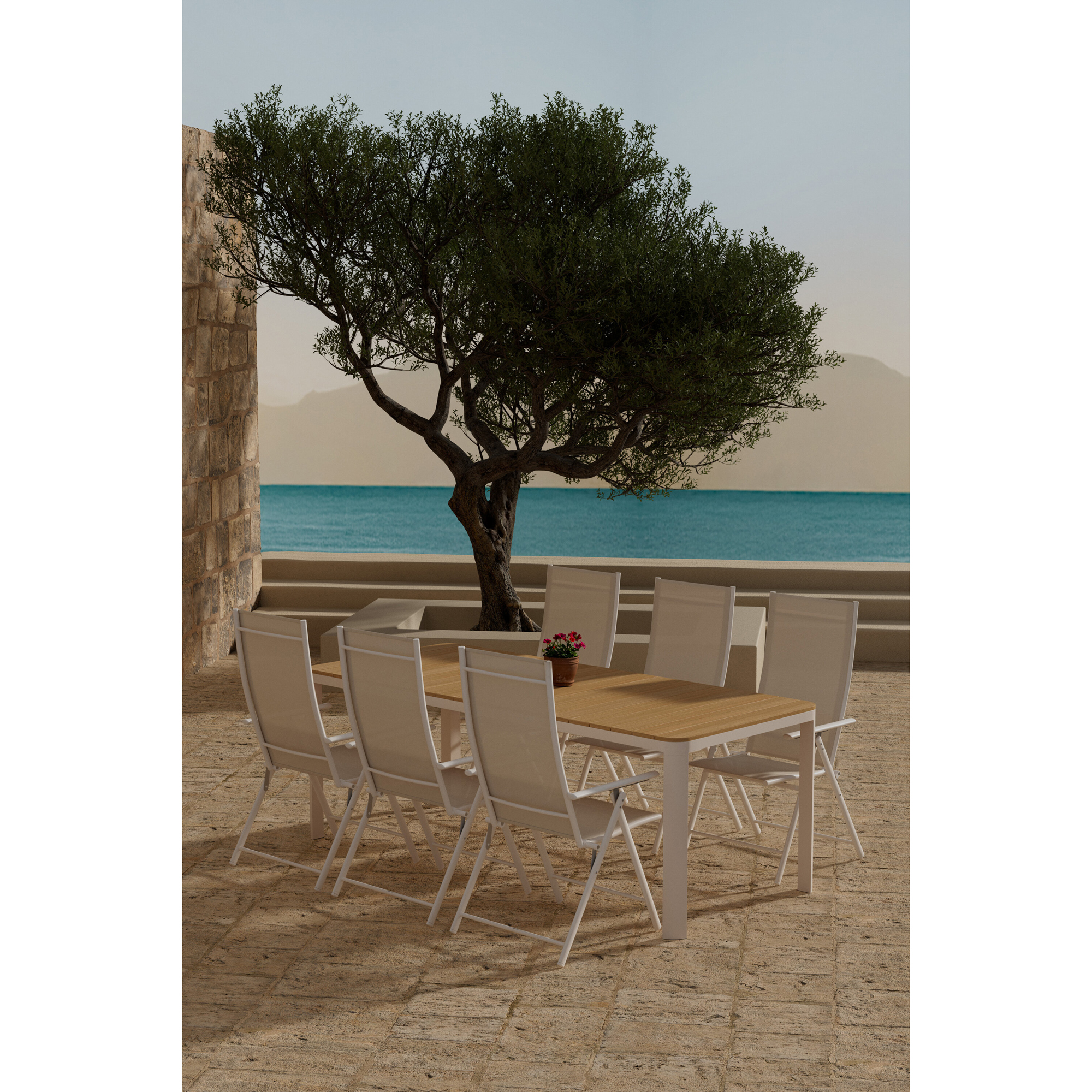 Matgrupp Utomhus Venture Home Etna 90x210 cm med 6 st Levanzo Trädgårdsstolar