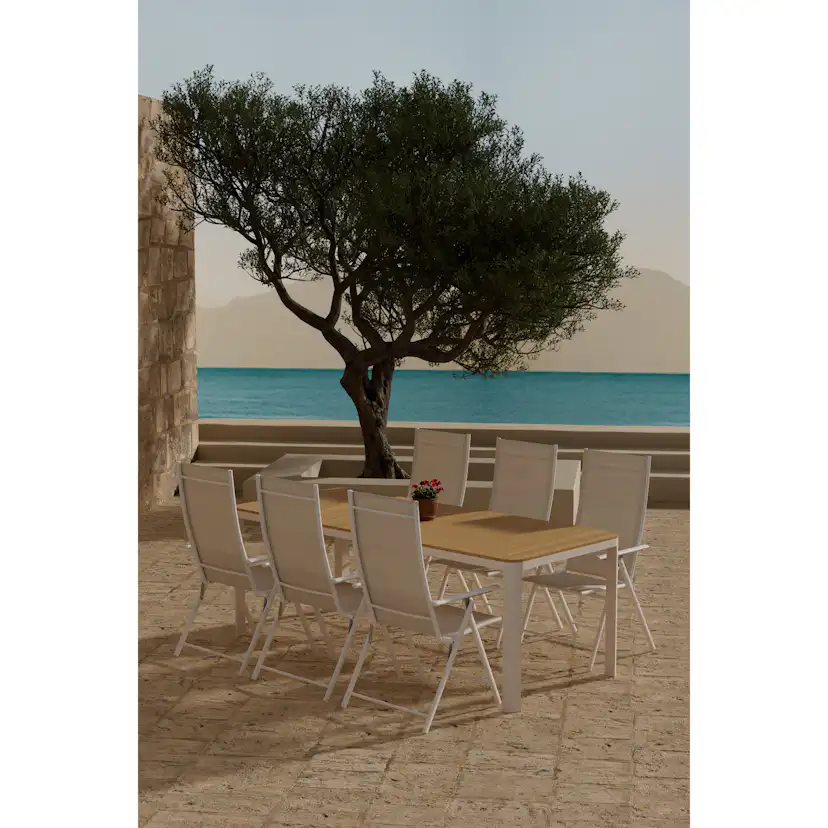 Matgrupp Utomhus Venture Home Etna 90x210 cm med 6 st Levanzo Trädgårdsstolar