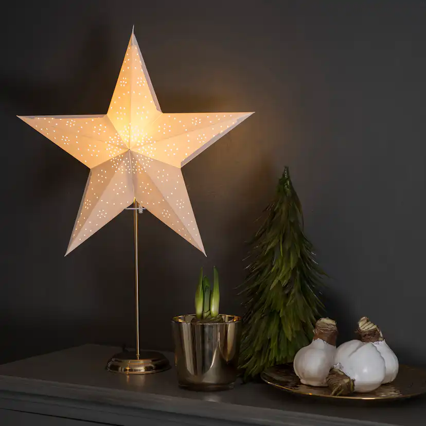 Adventsstjärna Gnosjö Konstsmide Vit Mässingsfot