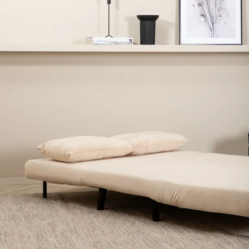 Vicky Folding Bed Double - Black / Beige Velvet Beige
