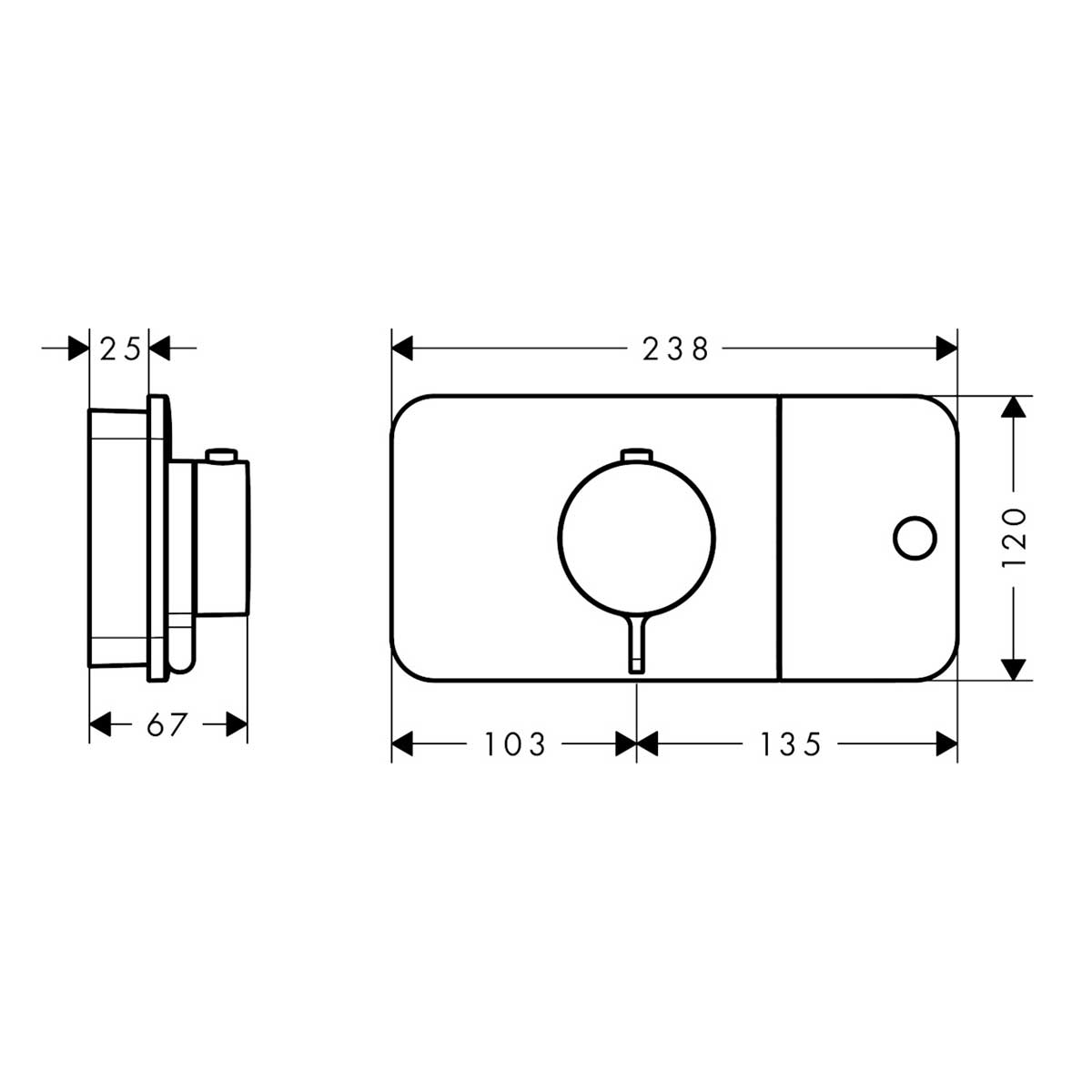 Termostatmodul Axor One för Inbyggnad