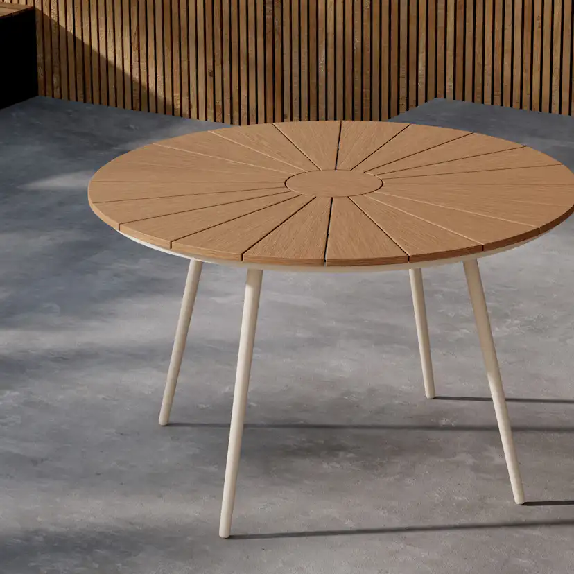 San Vito Dining Table Ø120 - Beige / Wood Beige